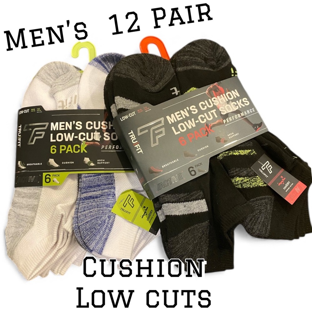 Men’s 12 Pair Low Cut Cushion Socks